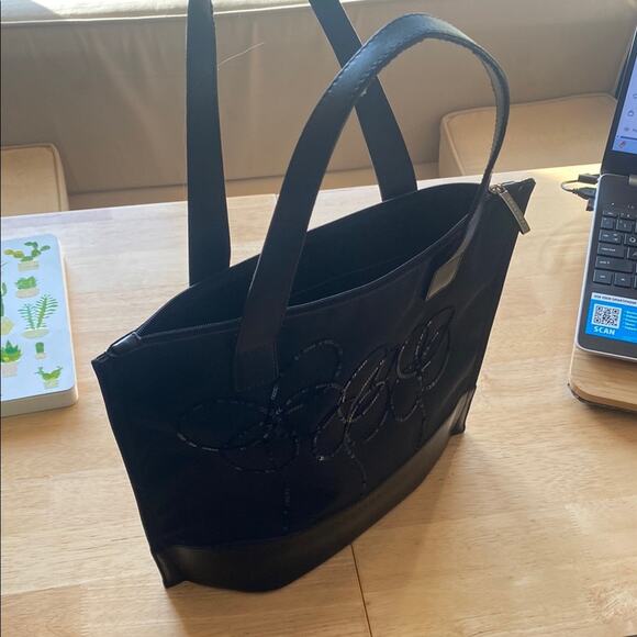Lamarthe Paris Black Nylon and Leather Tote Bag - Picture 8 of 11